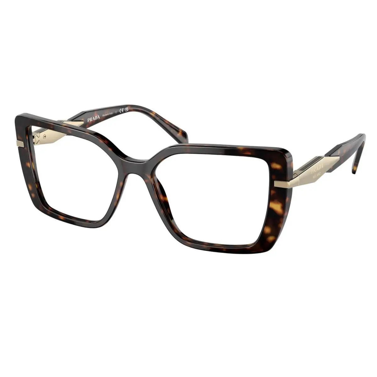 Symbole PR 03ZV 2AU1O1 55 Brown Havana Geometric Bold Eyeglasses Optical by Prada