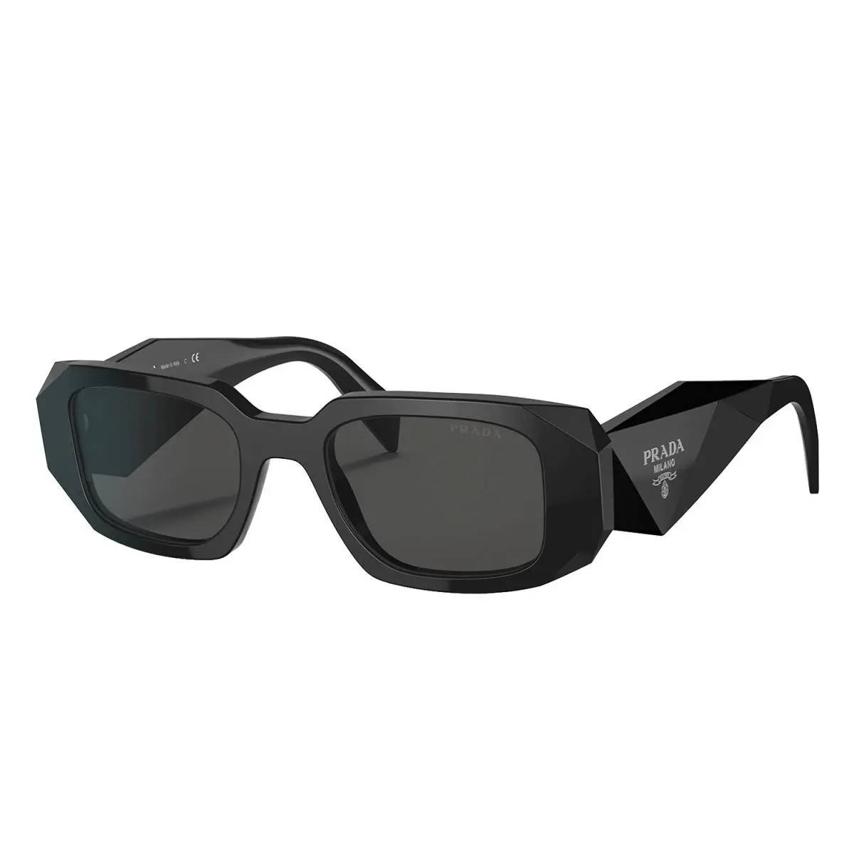 PR 17WS 1AB5S0 Black Plastic Rectangle Sunglasses Grey Lens by Prada