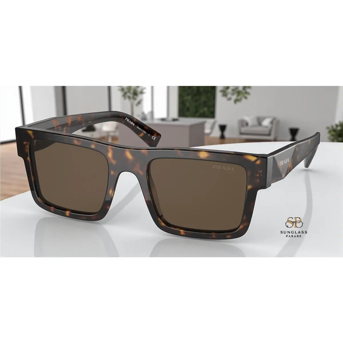 Prada PR 19WS 2AU8C1 Tortoise Dark Brown 52 mm Men`s Sunglasses