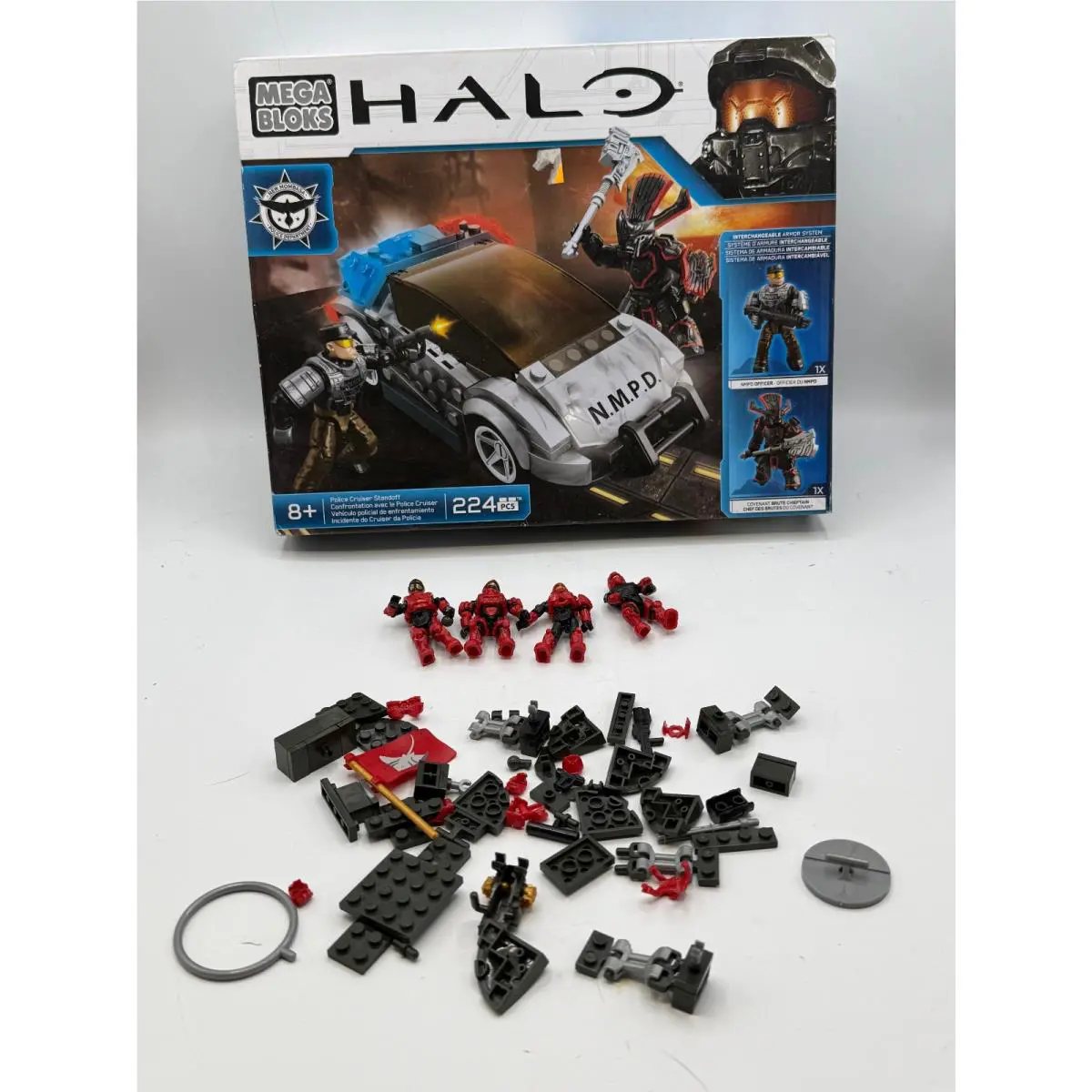 Halo Mega Bloks Police Cruiser Standoff 97452 + Red Spartan Mini Figures