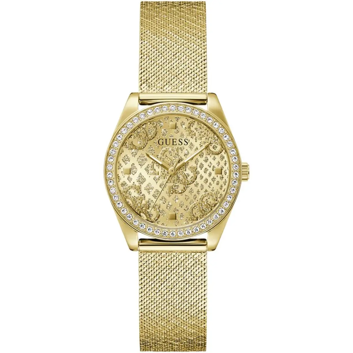 Guess Women`s Watch Quartz Champagne Dial Yellow Gold Mesh Bracelet GW0748L2