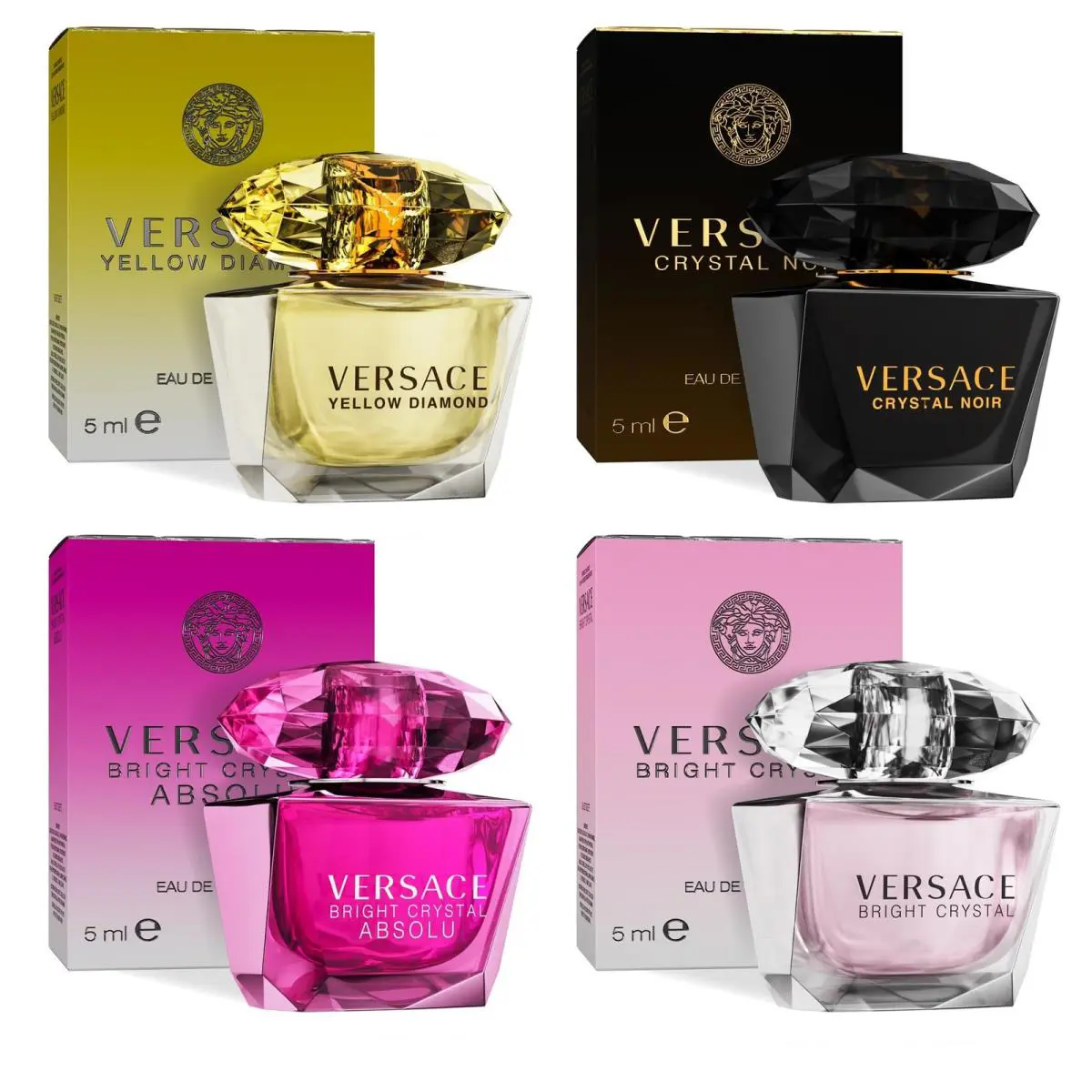Versace Perfume For Women Set of 4 Mini Bright Crystal Yellow Diamond