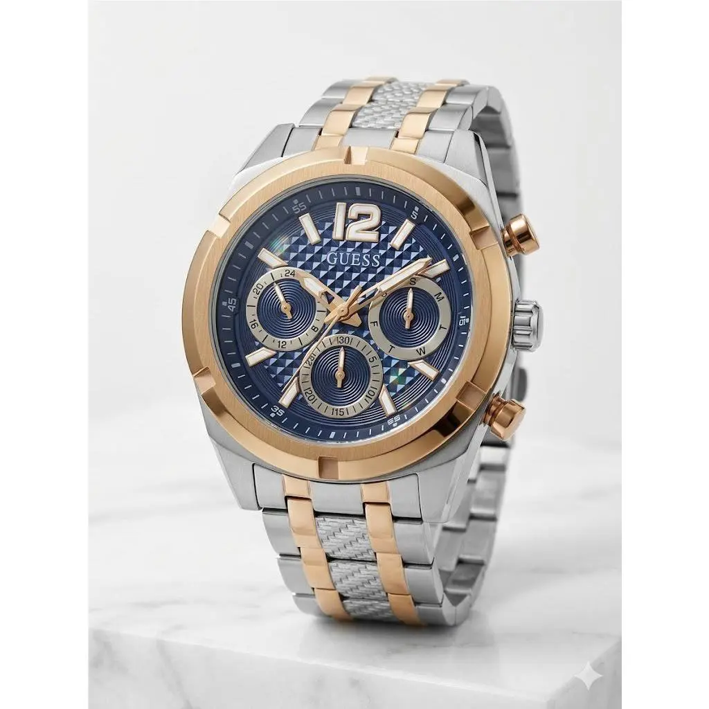 Guess Men`s Max Two-tone Stainless Steel Watch Blue Dial GW0493G3