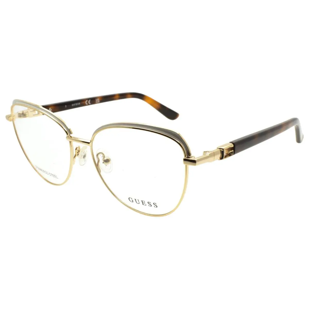Guess GU2982 024 Women`s Eyeglasses Frames Cat Eye 53-15-140 Gold / Havana