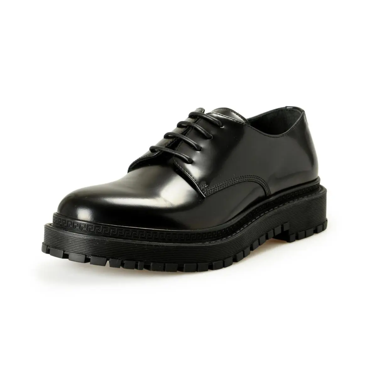 Versace Women`s Black Polished Leather Oxfords Shoes US 9.5 IT 39.5