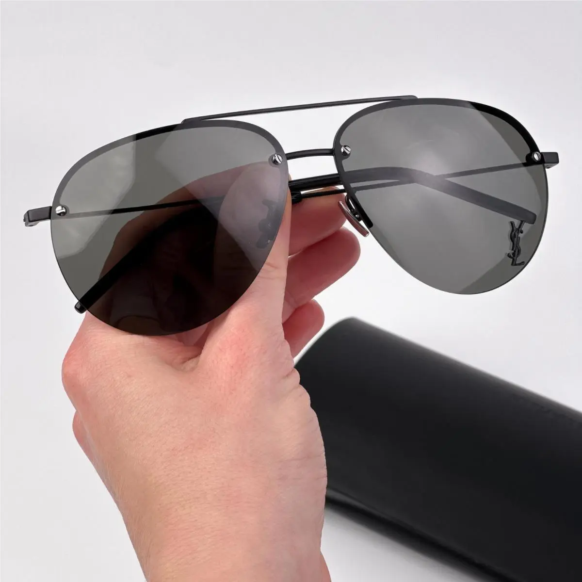 Saint Laurent Women Sunglasses Black Grey Pilot CLASSIC11/F M 005 by Yves Saint Laurent