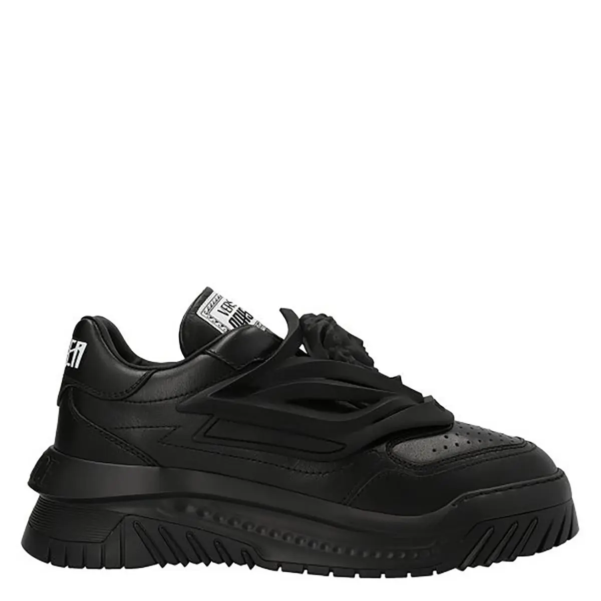 Versace Men`s Black Leather Odyssea Sneakers Brand Size 39 US Size 6