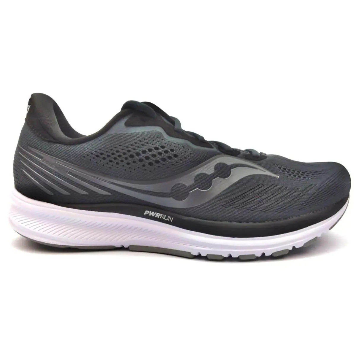 Saucony Women`s Ride 14 Running Shoes Pwrrun Low Top Athletic Sneakers Lace Up - Charcoal/Black
