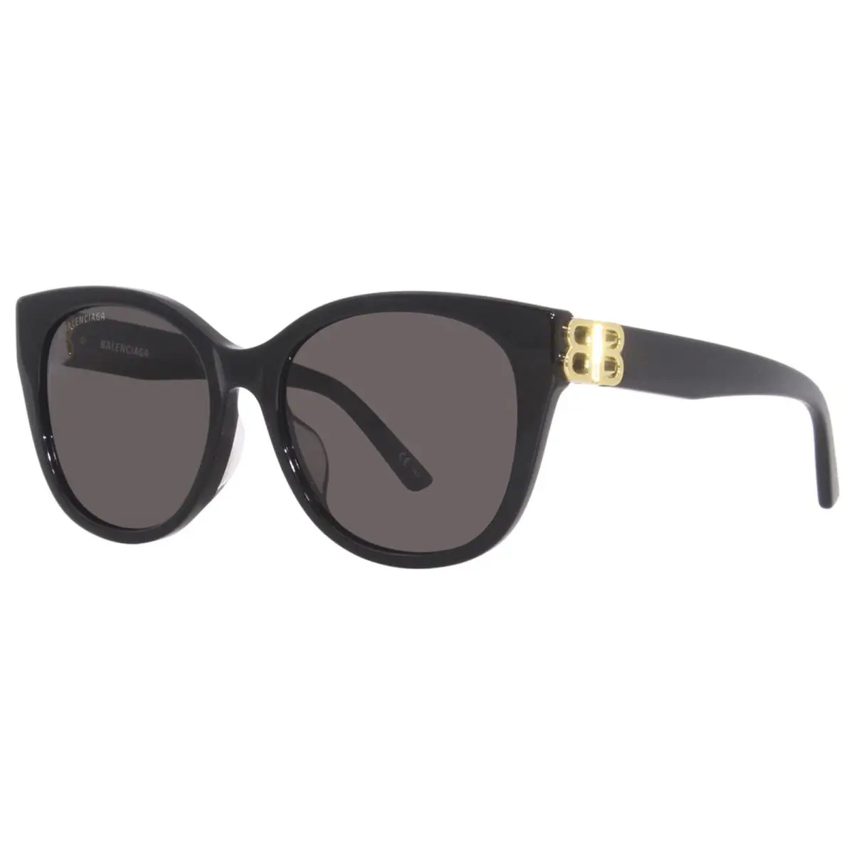 Balenciaga BB0103SA 001 Sunglasses Women`s Black/gold/grey Lenses Cat Eye 57mm