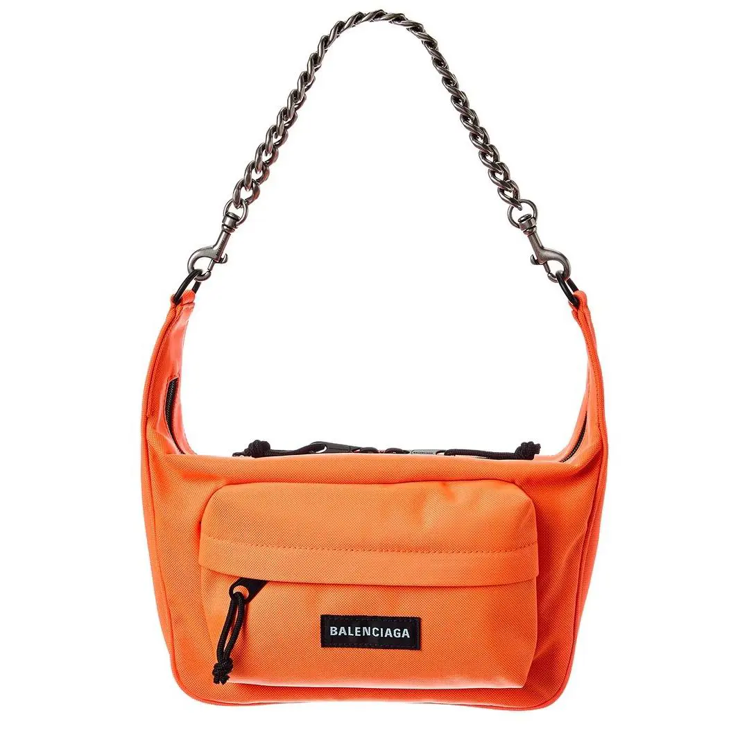 Balenciaga Raver Medium Canvas Shoulder Bag Women`s Orange Os