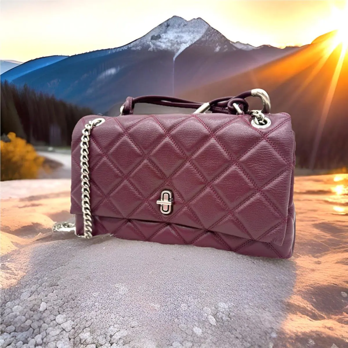 Marc Jacobs The Quilted Diamond Leather Dual Convertible Bag-dark Plum