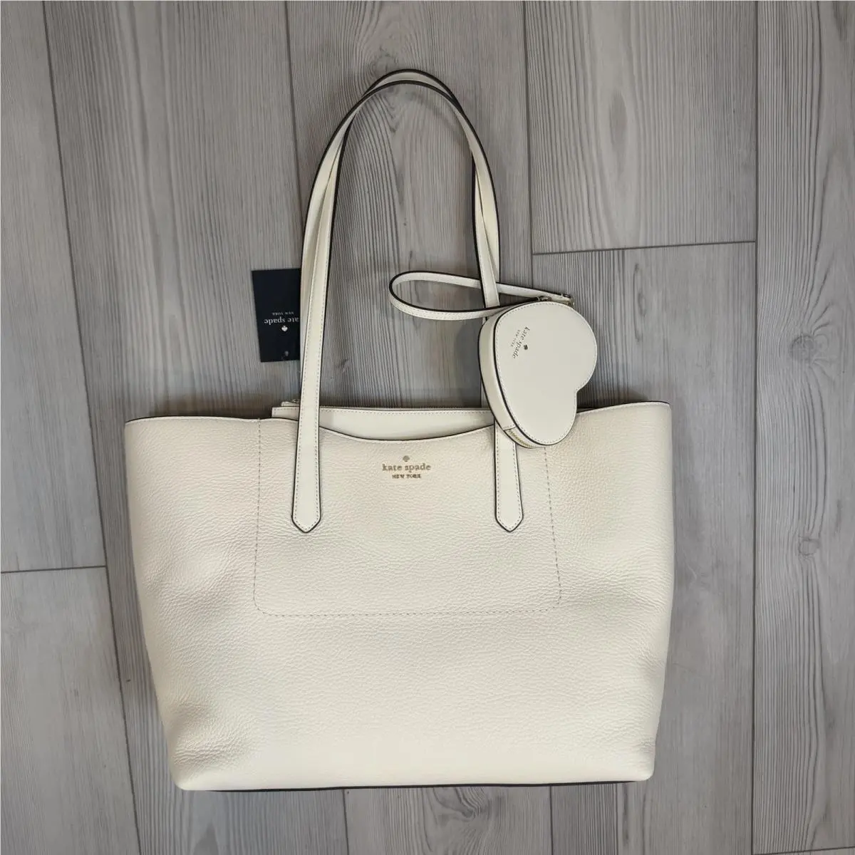Kate Spade KN624 Cece Pebbled Leather Large Tote Set In Meringue Beige