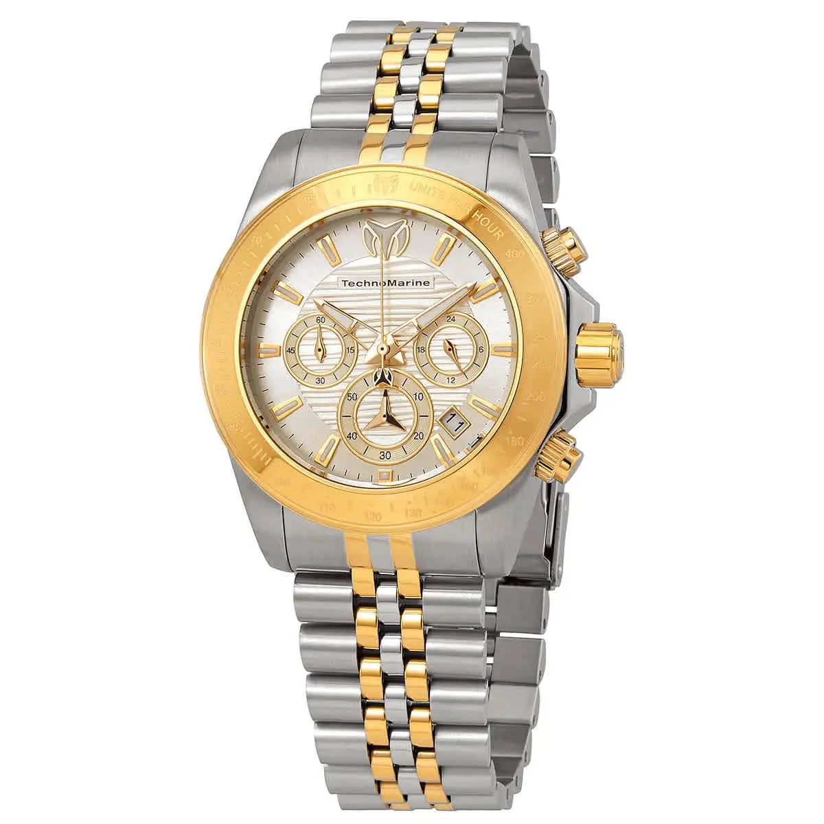 Technomarine Manta Ray Chronograph Silver Dial Men`s Watch TM-219020 - Dial: Silver, Band: Two-tone (Silver-tone and Gold-tone), Bezel: Two-tone (Silver-tone and Gold-tone)