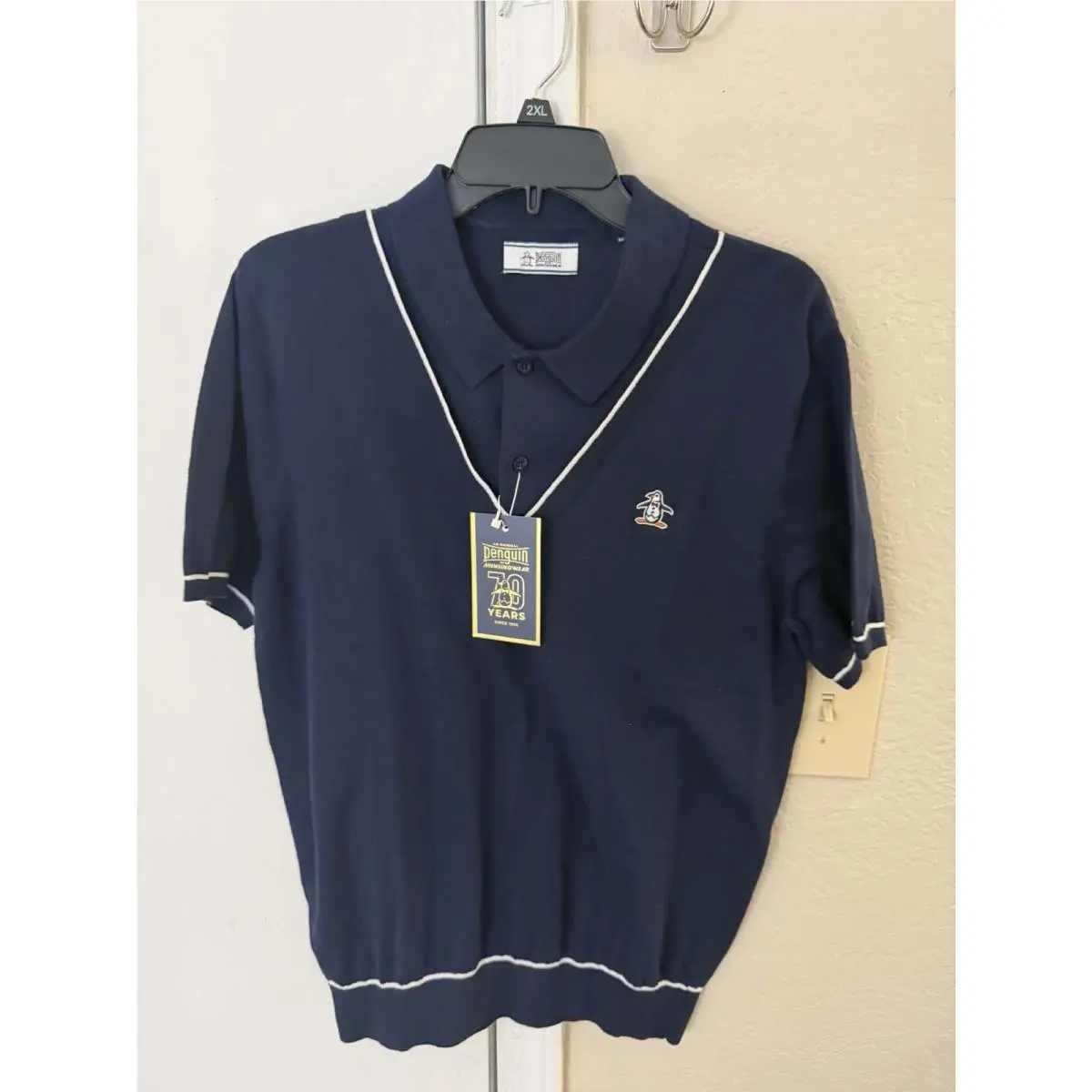 Navy Knit Polo Sweater Shirt Men’s Medium by Original Penguin