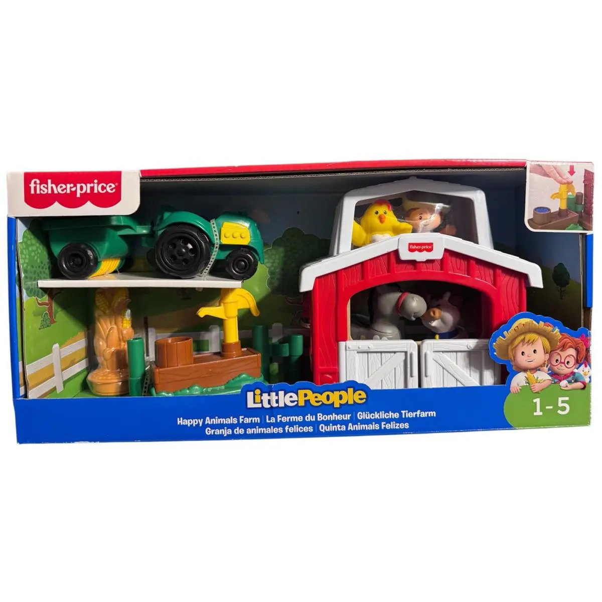Fisher Price Little People Happy Animals Farm Set Mattel Tractor Toy