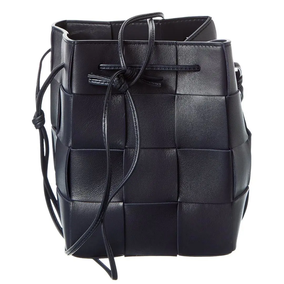 Bottega Veneta Cassette Intrecciato Leather Bucket Bag Women`s Black