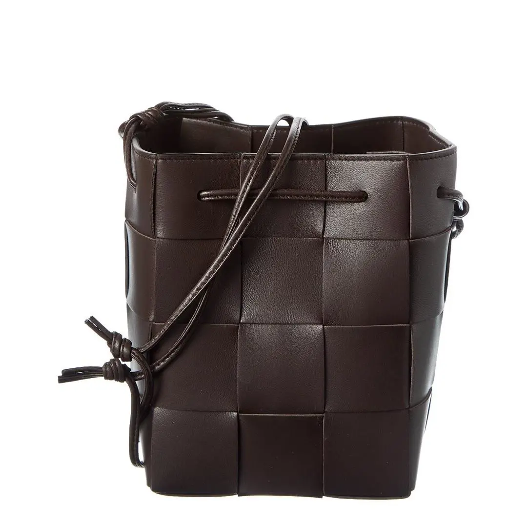 Bottega Veneta Cassette Intrecciato Leather Bucket Bag Women`s Black