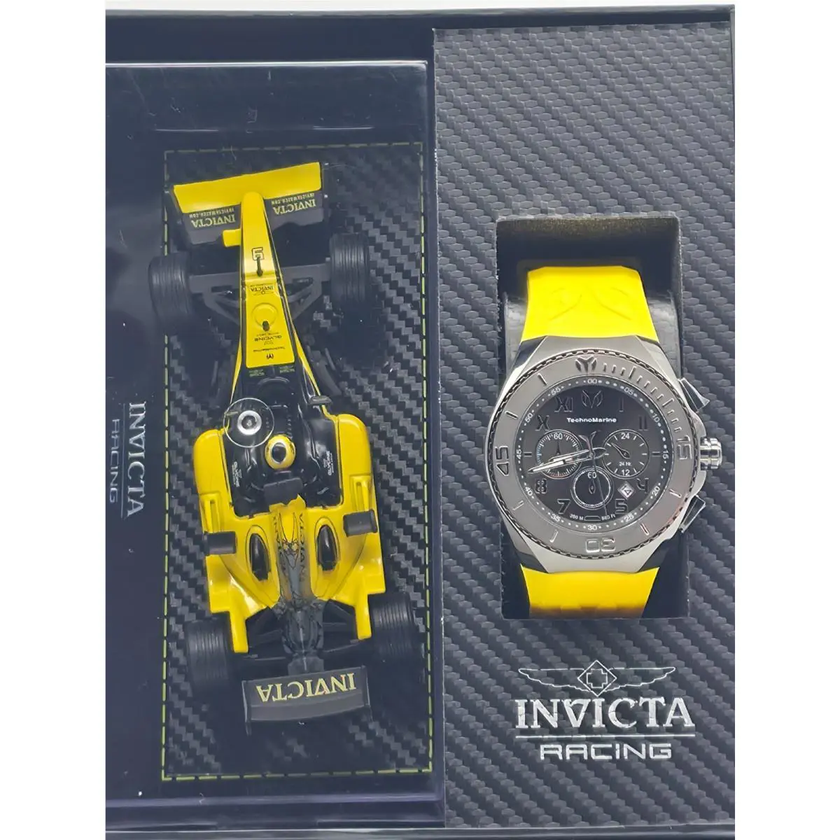 Invicta Special Edition Racing Car W/technomarine Men`s Watch 48mm Bundle Yellow