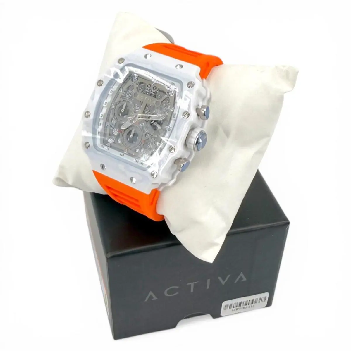 Activa Fury X Invicta Mens Watch Skeleton Dial 44.3 White/orange ACW2305-015