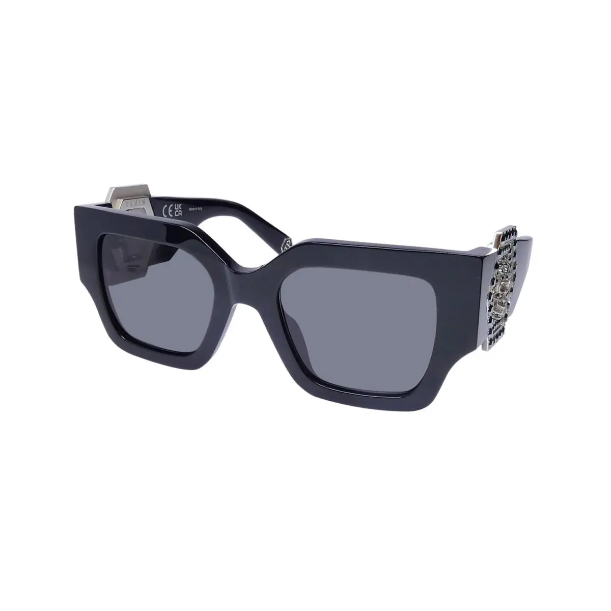 SPP103S Plein Jewel Sunglasses Ultra Exclusive Italian Collection Black / Silver by Philipp Plein
