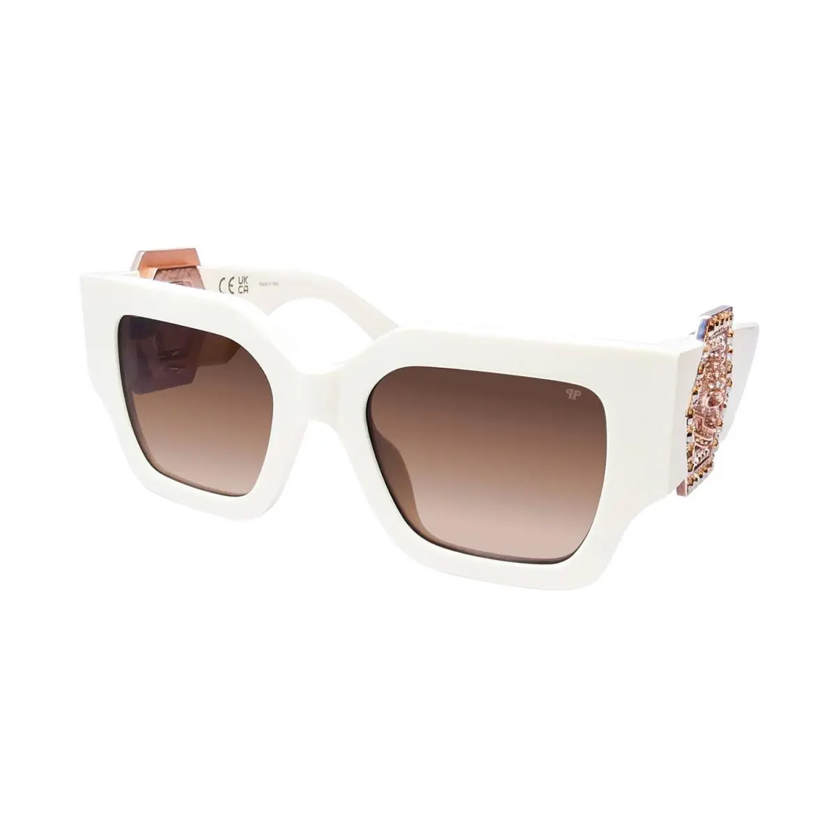 Philipp Plein SPP103S Plein Jewel Sunglasses Italy Full-rim Ivory Plastic