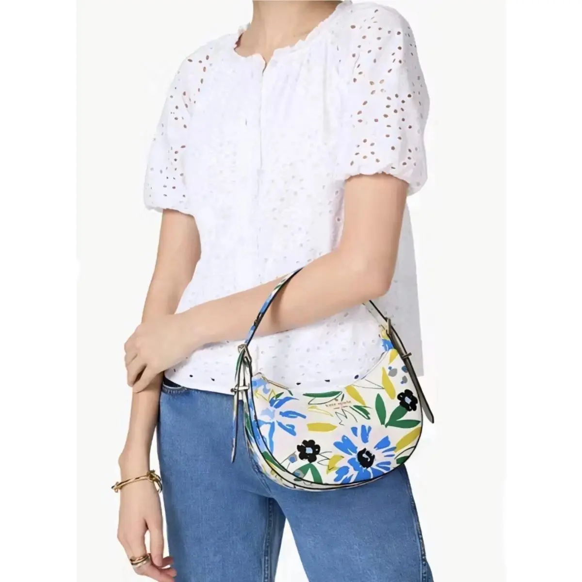 Kate Spade Madison Floral Crescent Convertible Shoulder Crossbody Bag