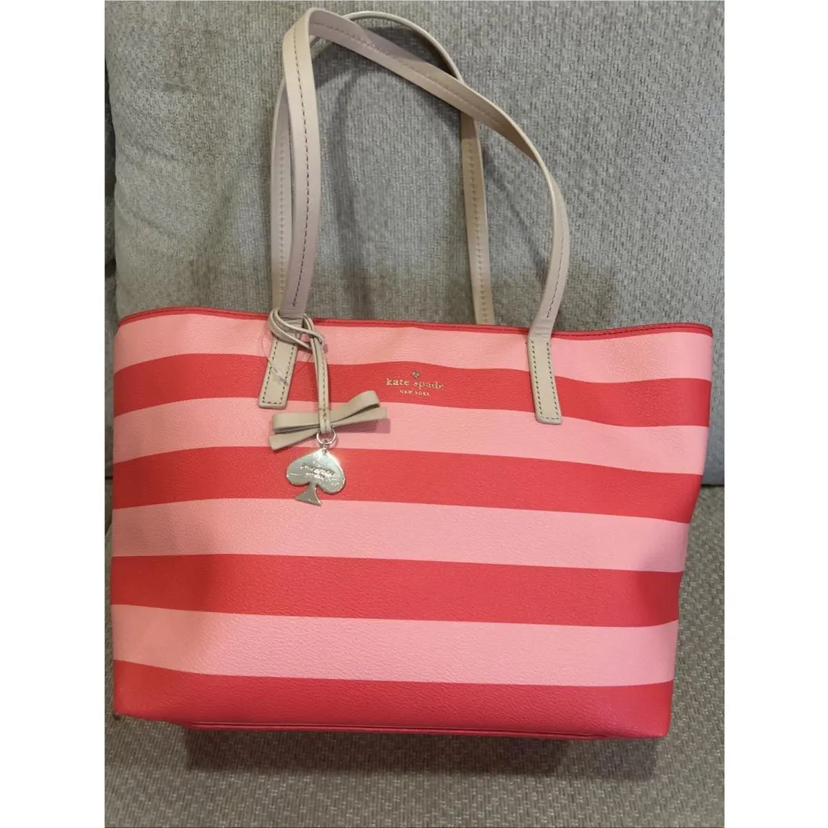 Kate Spade Hawthorne Lane Granim Coral Shoulder Tote Charm Bag