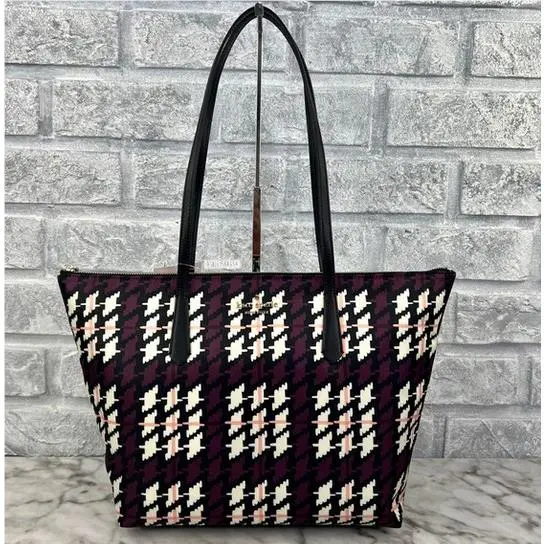 Kate Spade Kitt The Little Better Nylon Large Top Zip Tote - Houndstooth