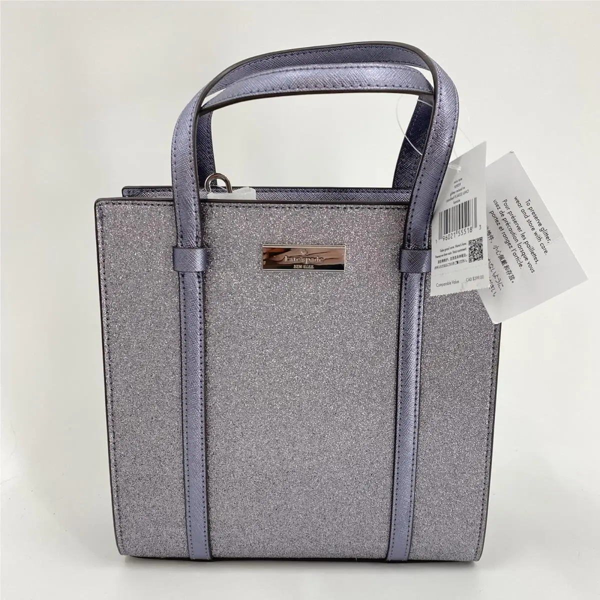Kate Spade Kenzi Mini Tote Bag Silver Glitter Limited Edition K1959 Purse