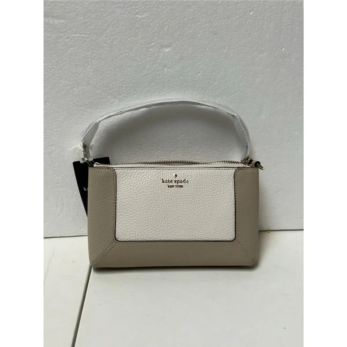 Kate Spade Lena Colorblock Mini Flap Light Sand Leather Convertible Shoulder