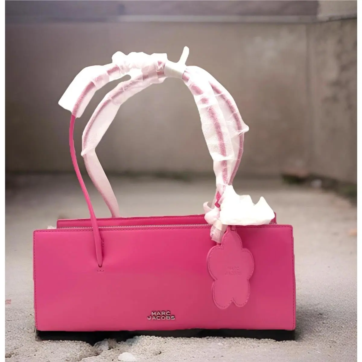 Marc Jacobs The Glam Mirror Leather Top Handle Shoulder Bag-bow Pink