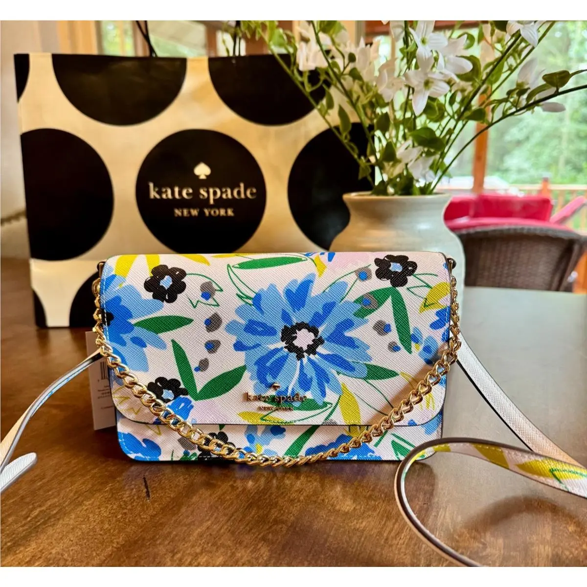 Kate Spade Madison Floral Festival Willow Mini Convertible Crossbody Cream Multi