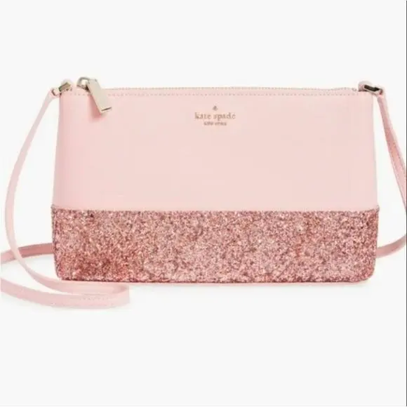 Kate Spade Pink Glitter Crossbody Bag Women New York Holiday New Years