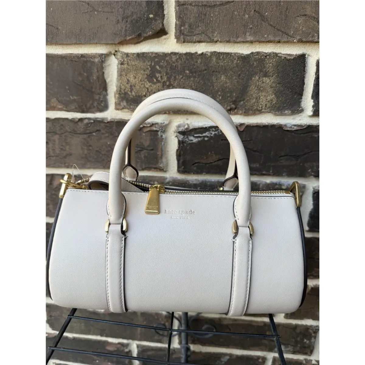 Kate Spade Spade Icon Heart Small Barrel Bag Satchel Crossbody Milk Glass
