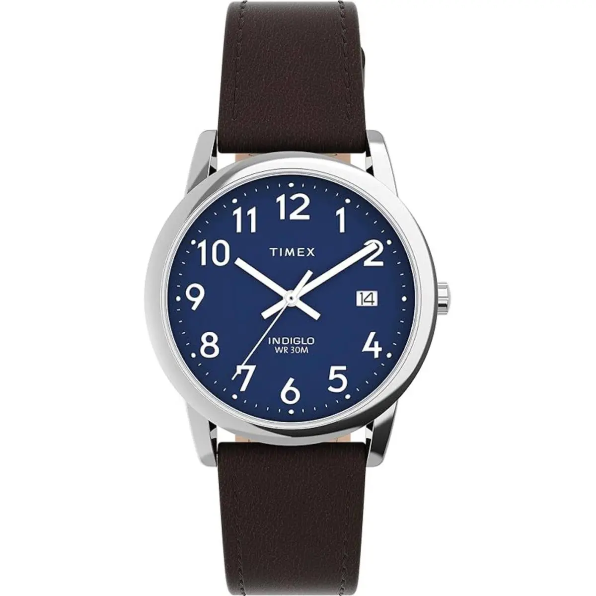 Men`s Watch Easy Reader Quartz Blue Dial Black Leather Strap TW2V752009J by Timex