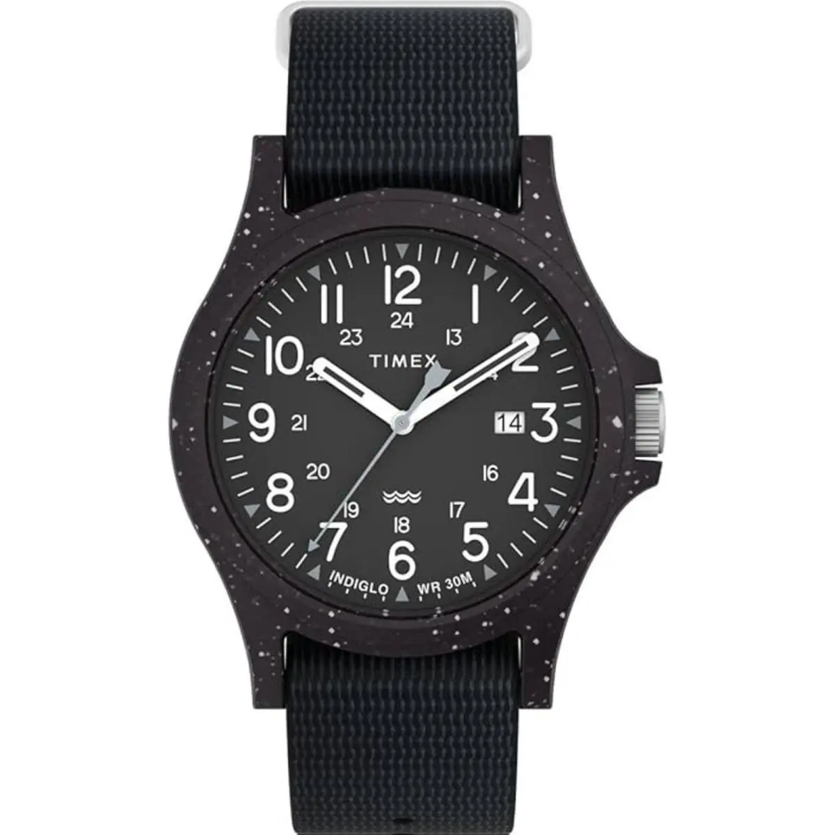 Timex Men`s Watch Reclaim Ocean Black Dial Tide Ocean Plastic Strap TW2V81900JR - Dial: Black, Band: Black