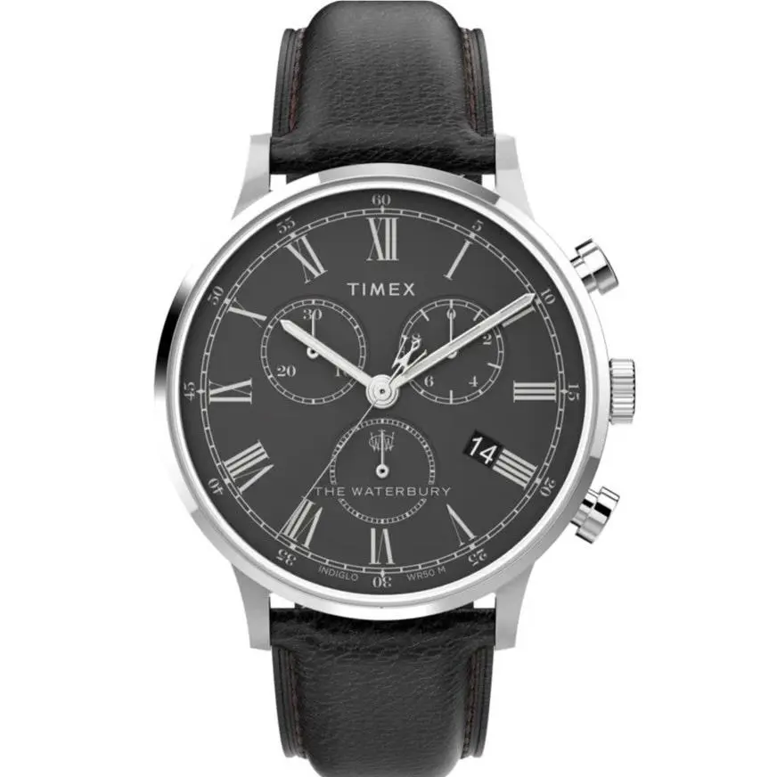Timex Waterbury Classic Chronograph 40mm Leather Strap Men`s Watch TW2U88300
