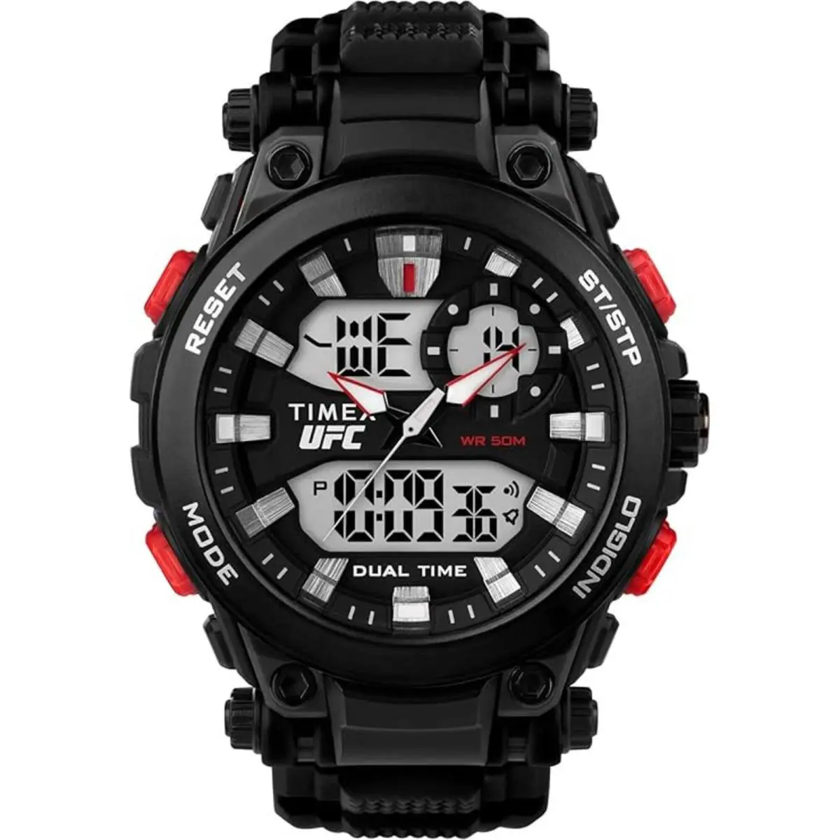 Timex Men`s Watch Ufc Impact Analog-digital Dial Black Resin Strap TW5M52800JT - Dial: Black, Band: Black