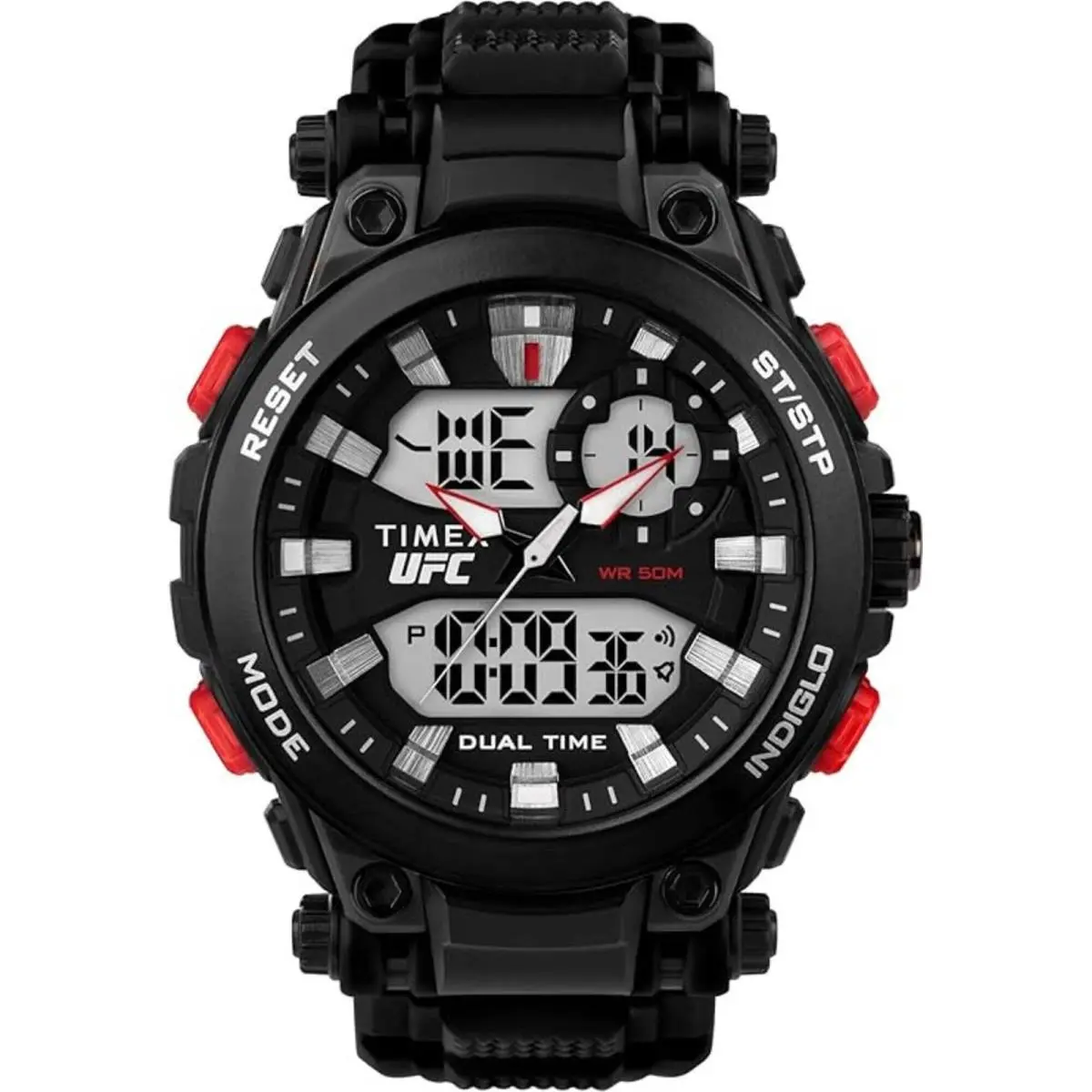 Timex Men`s Watch Ufc Impact Analog-digital Dial Black Resin Strap TW5M52800JT - Dial: Black, Band: Black