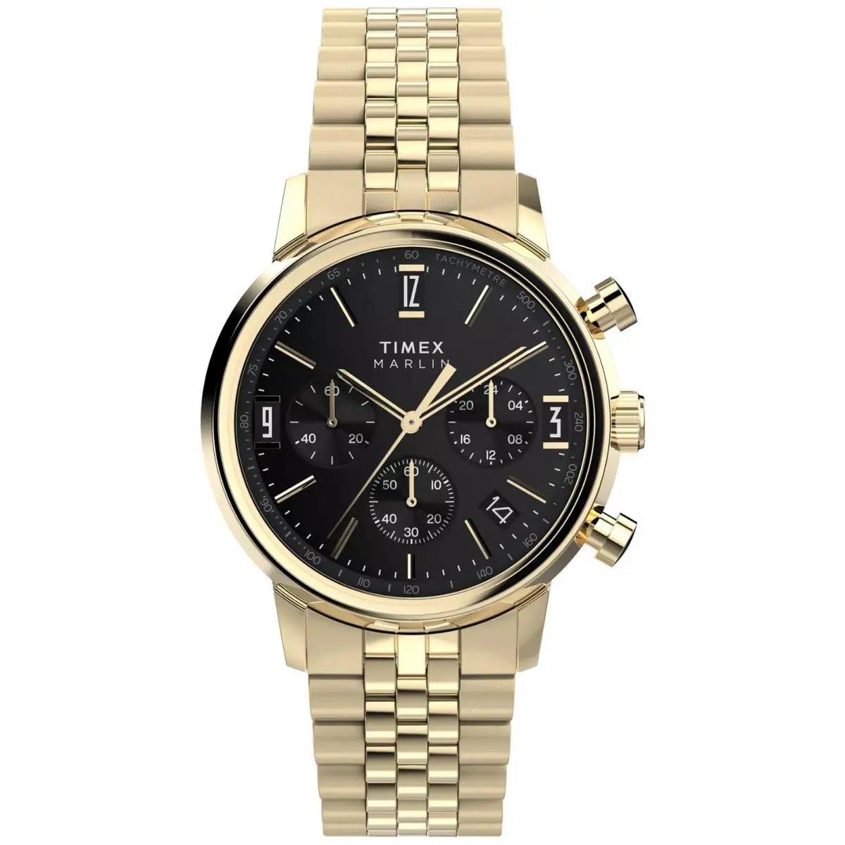 Marlin TW2W59900 Men`s Black Dial Gold-tone Chronograph by Timex