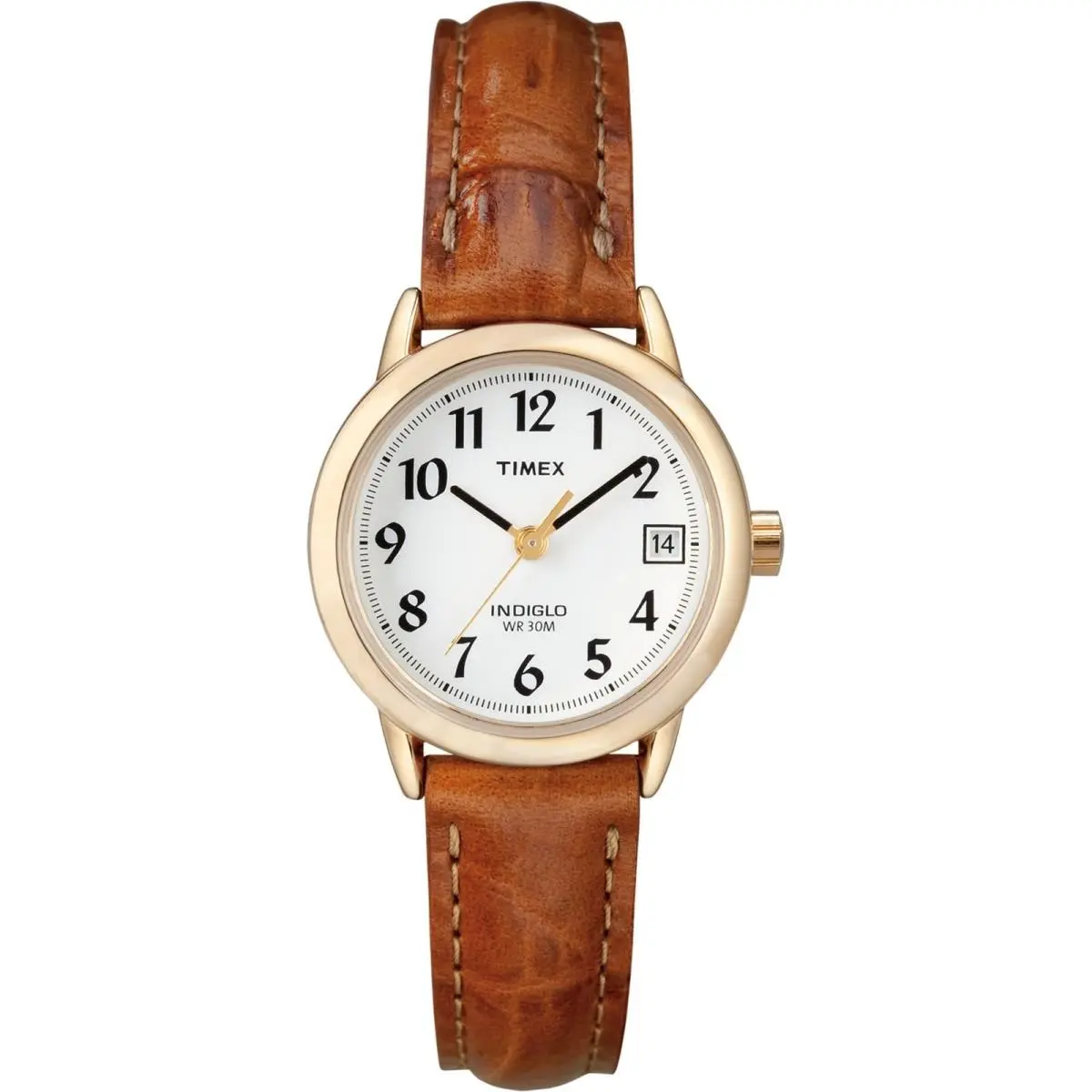 Women`s Easy Reader 25mm Watch – 25mm Brown/Gold-Tone/White/C/25mm by Timex