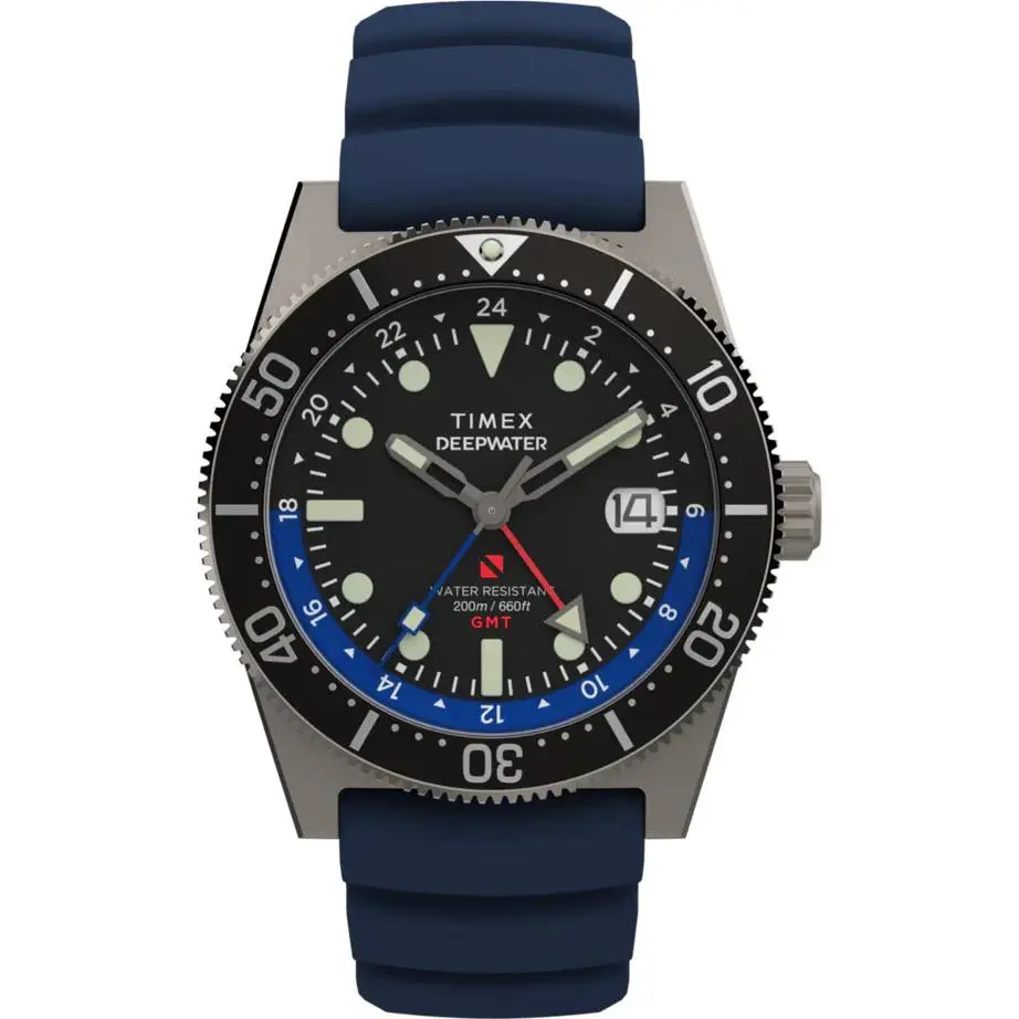 Deepwater Reef 200M 41mm Blue Rubber Strap Watch TW2W75100 by Timex