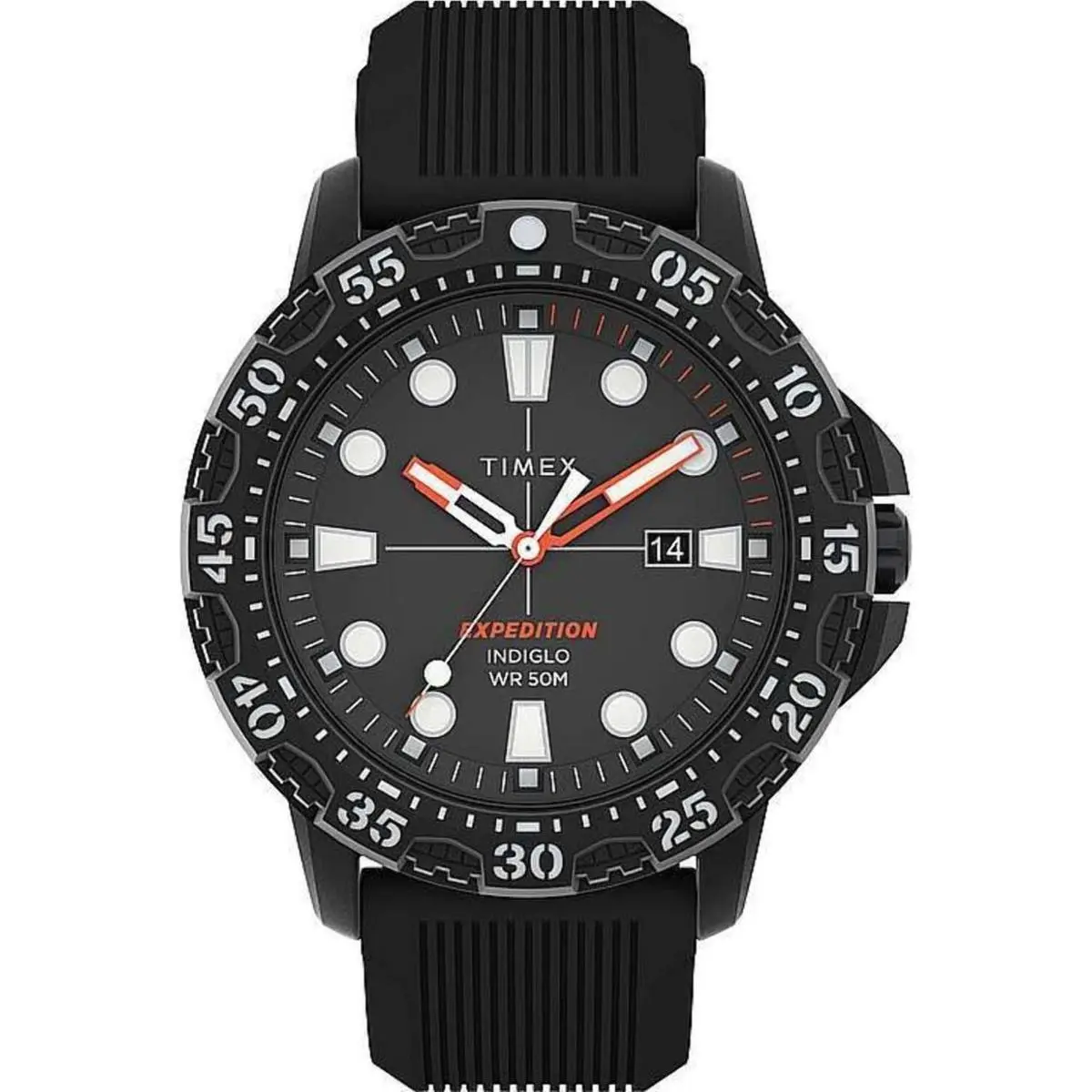 Timex TW4B25500 Men`s Analog Watch Black Silicone Strap - Dial: Black, Band: Black, Bezel: Black