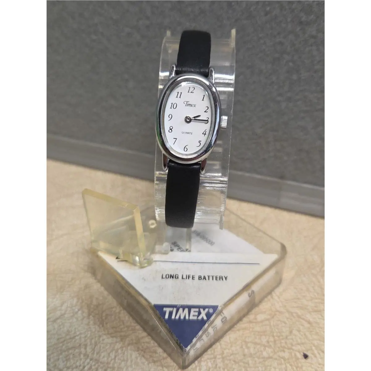 Vintage Oval  Quartz Watch Black and White Dial Watch For Her by Timex