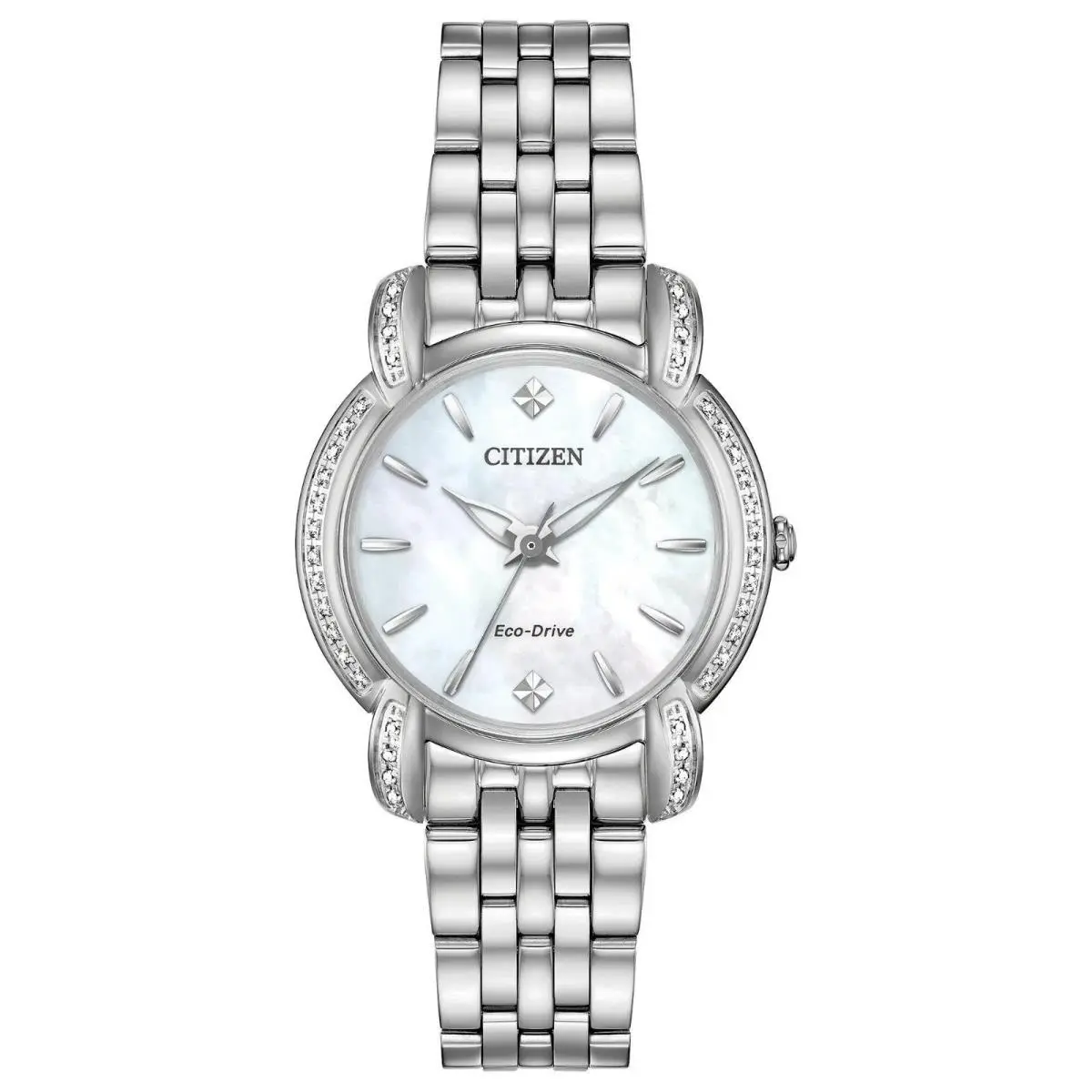 Jolie Diamond Accented White Mother Of Pearl Women`s Watch EM0690-50D by Citizen