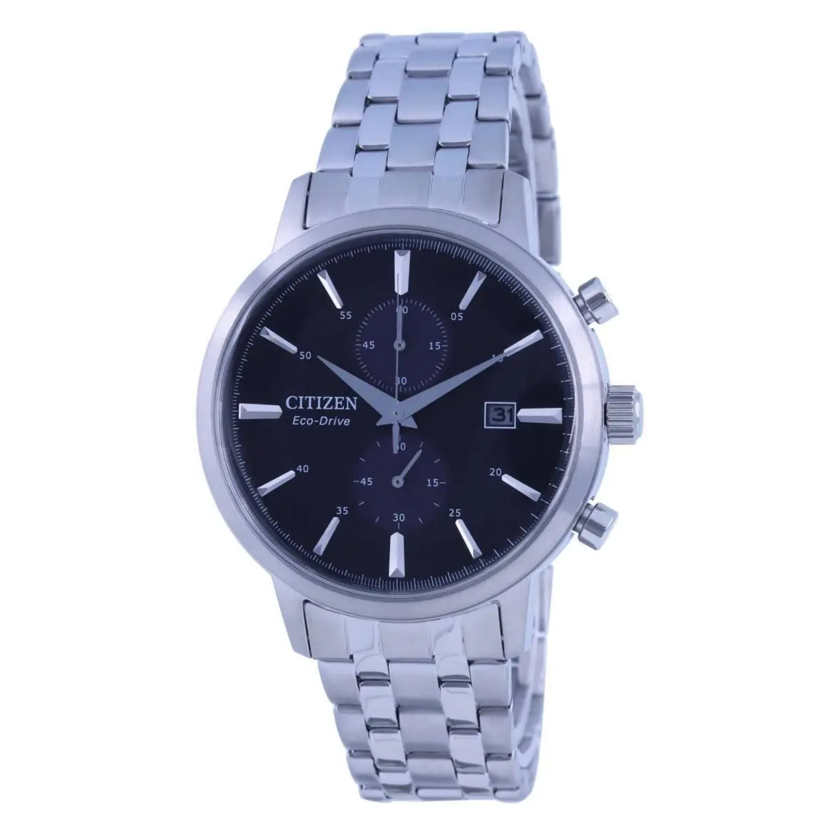 Citizen Chronograph Stainless Steel Black Dial Eco-drive CA7060-88E Men`s Watch - Dial: Black, Band: Silver, Bezel: No Bezel