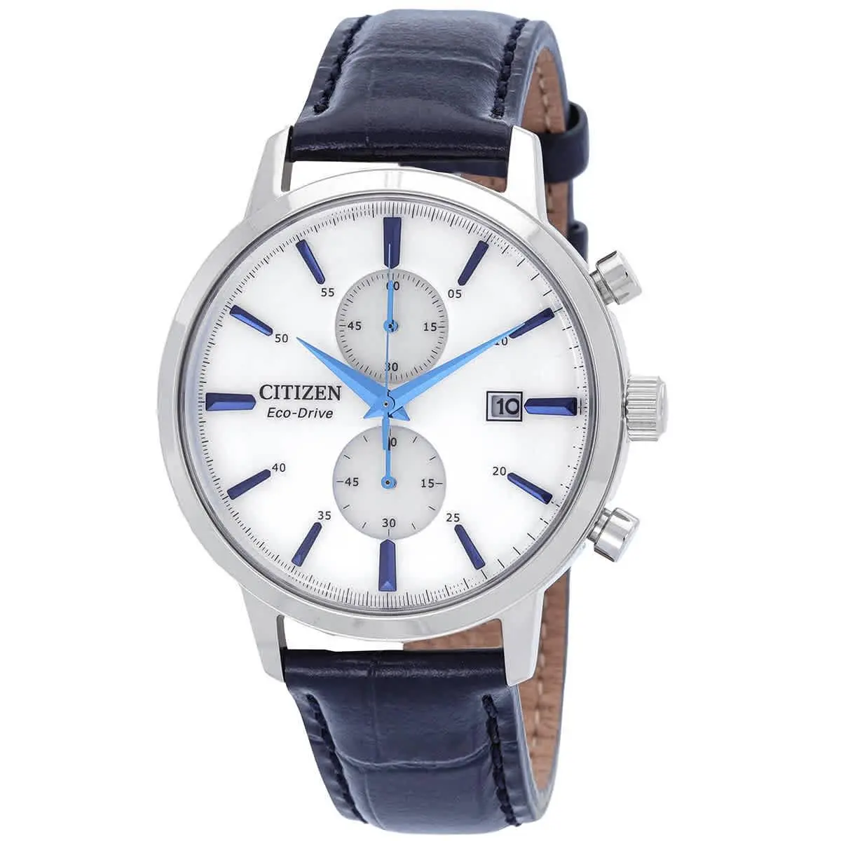 Citizen Core Collection Chronograph Quartz White Dial Men`s Watch CA7069-16A - White, Dial: White, Band: Blue