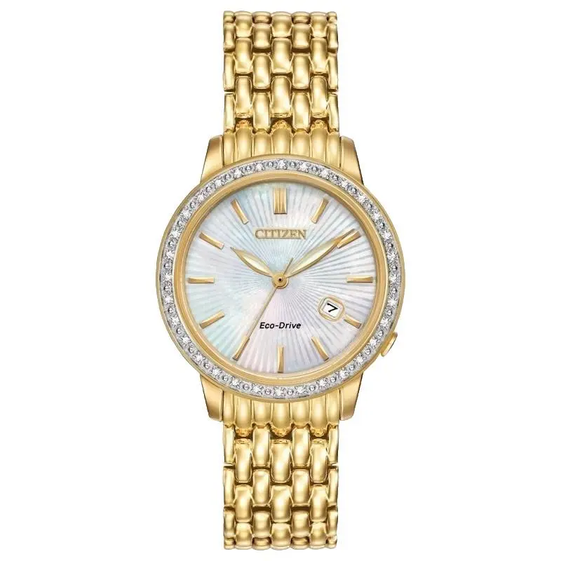 Citizen Eco Drive EW2282-52D Silver Dial Gold Bracelet Quartz 29MM Womens Watch