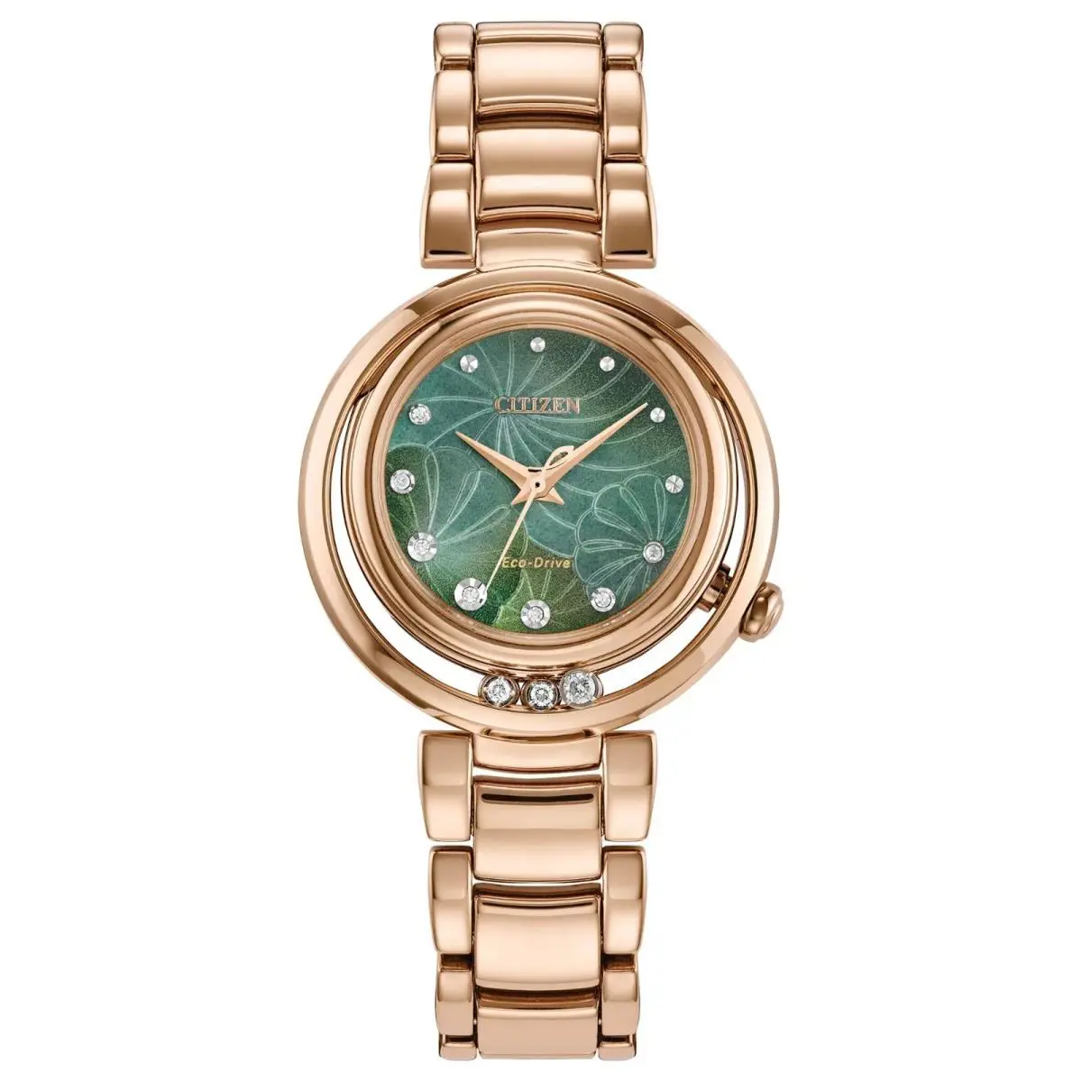 Citizen L Arcly EM1113-58Y Diamond Mop Green Dial Eco-drive Ladies Watch