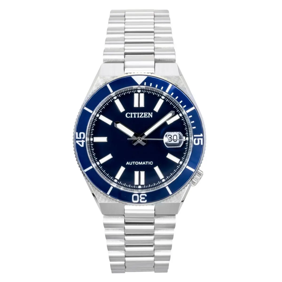 Stainless Steel Navy Blue Dial Automatic NJ0230-59L 100M Men`s Watch by Citizen